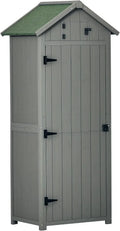 Outsunny Abri de Jardin en Bois avec 3 Étagères et Toit Imperméable, 2 Portes, 77x54x179 cm, Gris