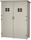 Cabane de Jardin Outsunny pour Outils avec Étagères et Fenêtres, Toit Étanche, Bois Sapin Gris