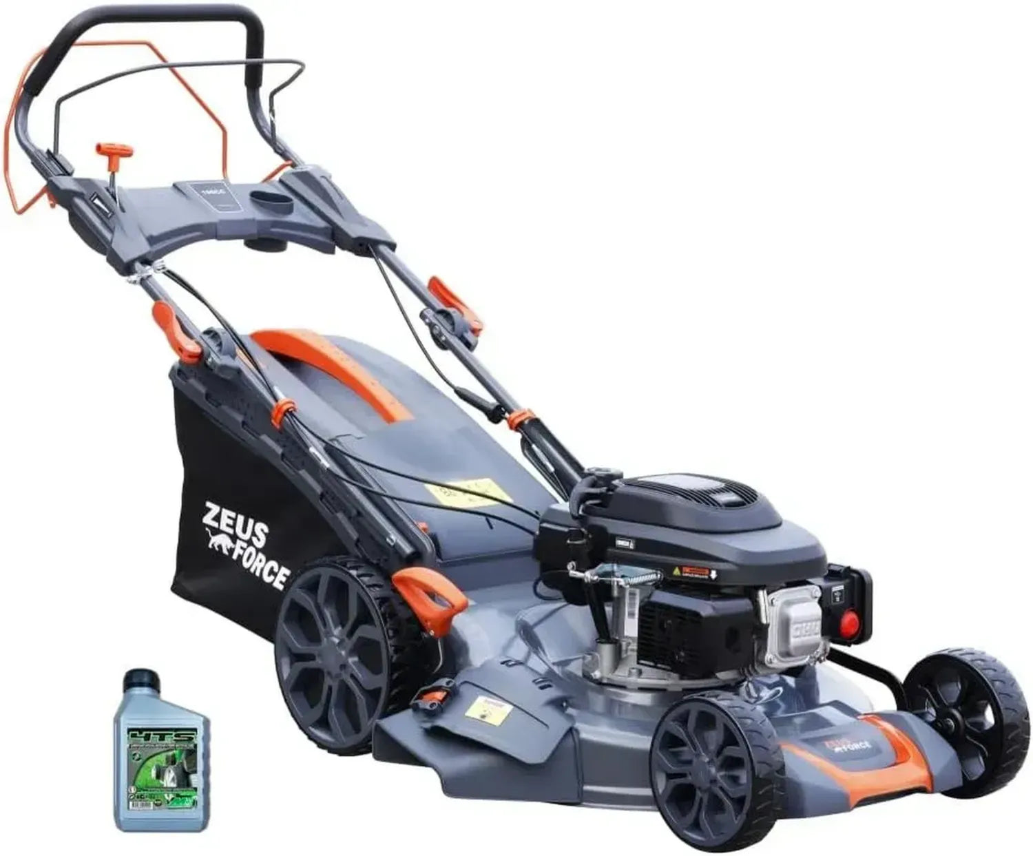 Tondeuse à Gazon Essence Autotractée 196 cm³ - Coupe 56 cm - Fonction Mulching - Bac 70L - 6 Hauteurs Ajustables