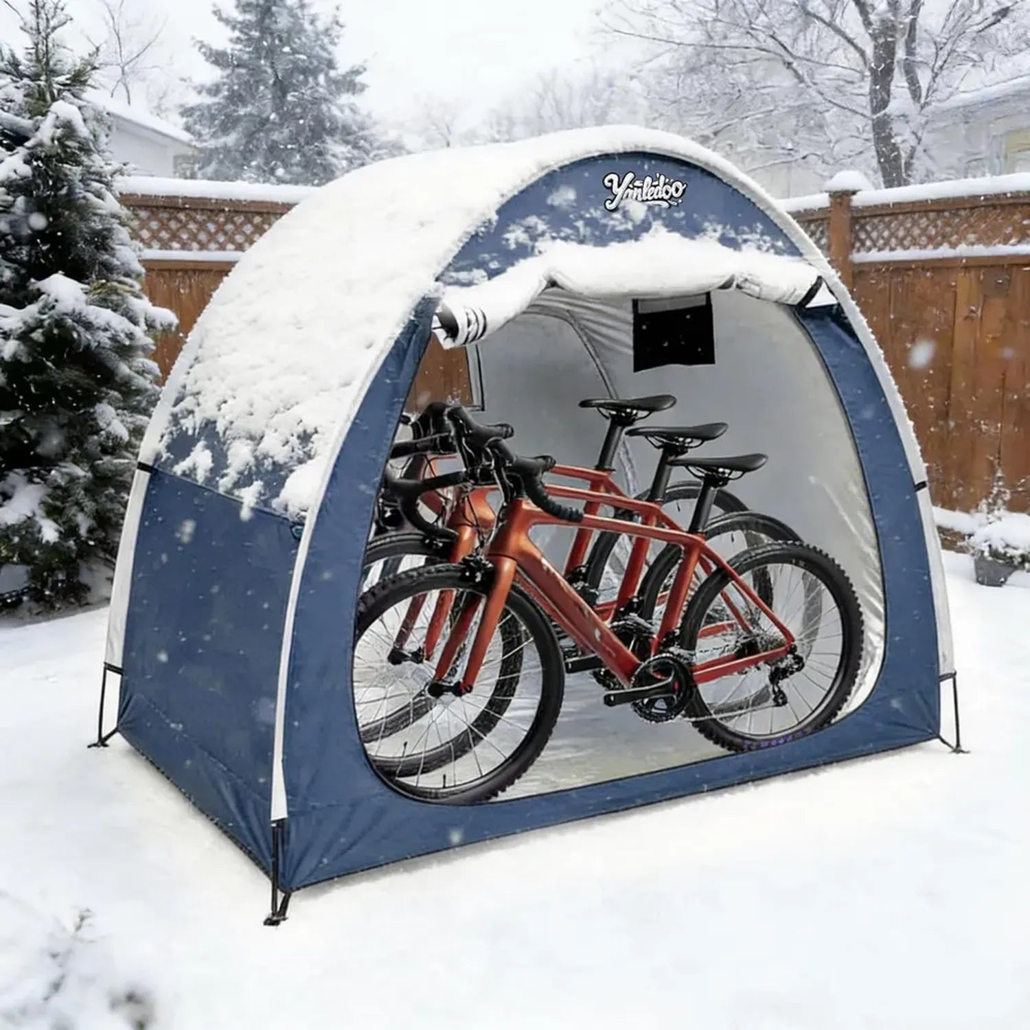 Tente de rangement vélo portable en tissu Oxford 210D - Bleu - Capacité 2-3 vélos
