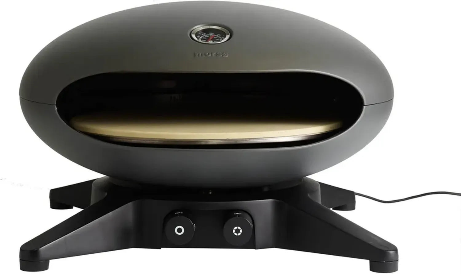Four à pizza à gaz Morsø Forno Spin avec pierre rotative, design extérieur en aluminium, anthracite, 57 x 53 x 35 cm