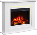 BALDERIA Cheminée Électrique Finn - Chauffage au Sol 2000 W, Flamme 3D Réaliste, Éclairage Ambiance, Télécommande, Minuterie, Thermostat - Blanc