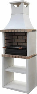 Barbecue en béton réfractaire à bois et charbon Nola Plus Deluxe pour jardin, 70 x 47 x 221 cm