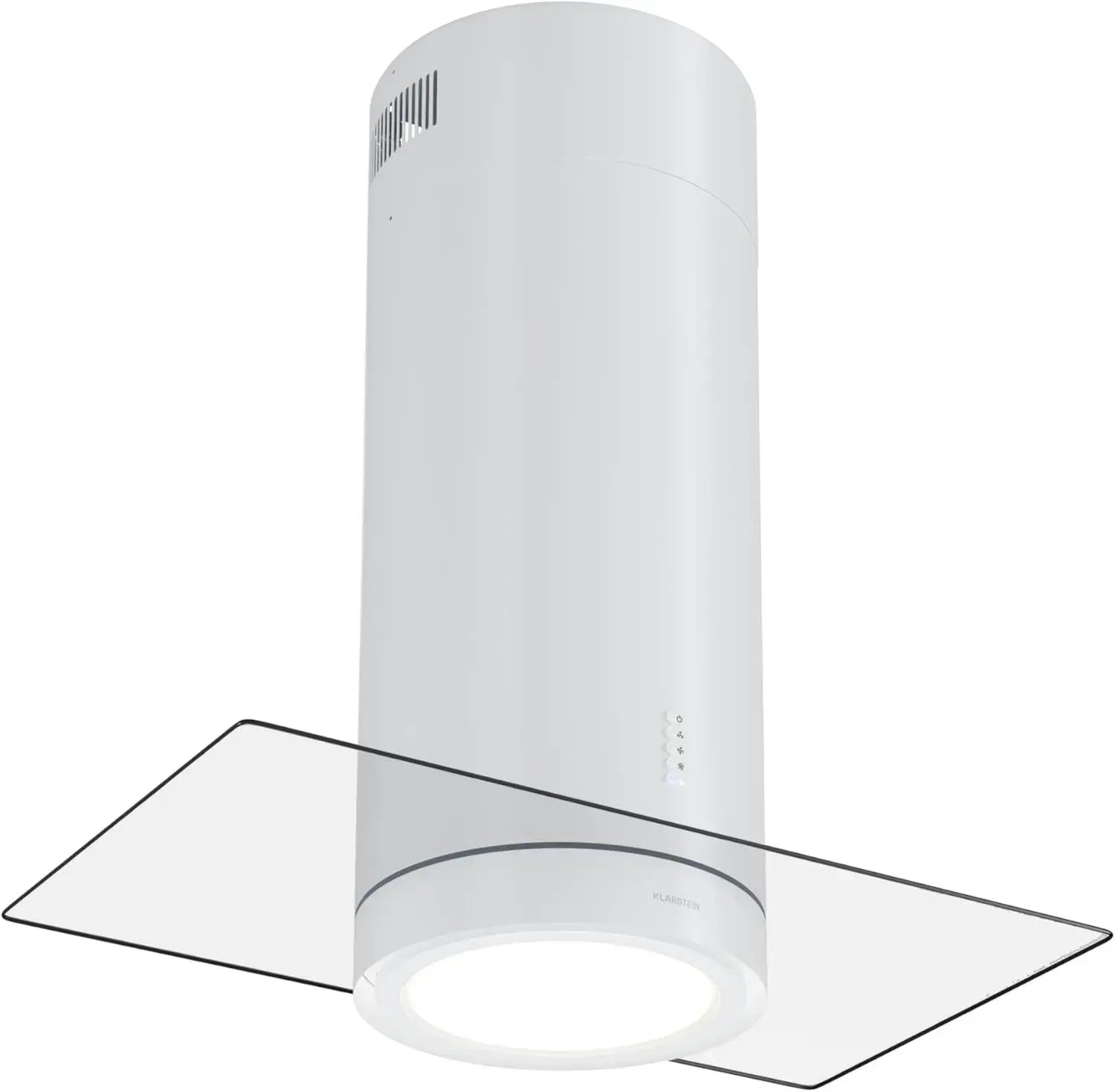 Hotte îlot central Klarstein, débit d'air puissant, 3 vitesses, design suspendu avec filtres à charbon, minuterie intégrée