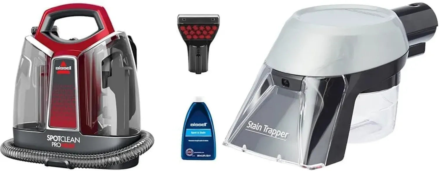 BISSELL SpotClean ProHeat Nettoyeur de Taches Portable, 2.5L, Couleurs Titane et Rouge, avec Accessoire Anti-Taches