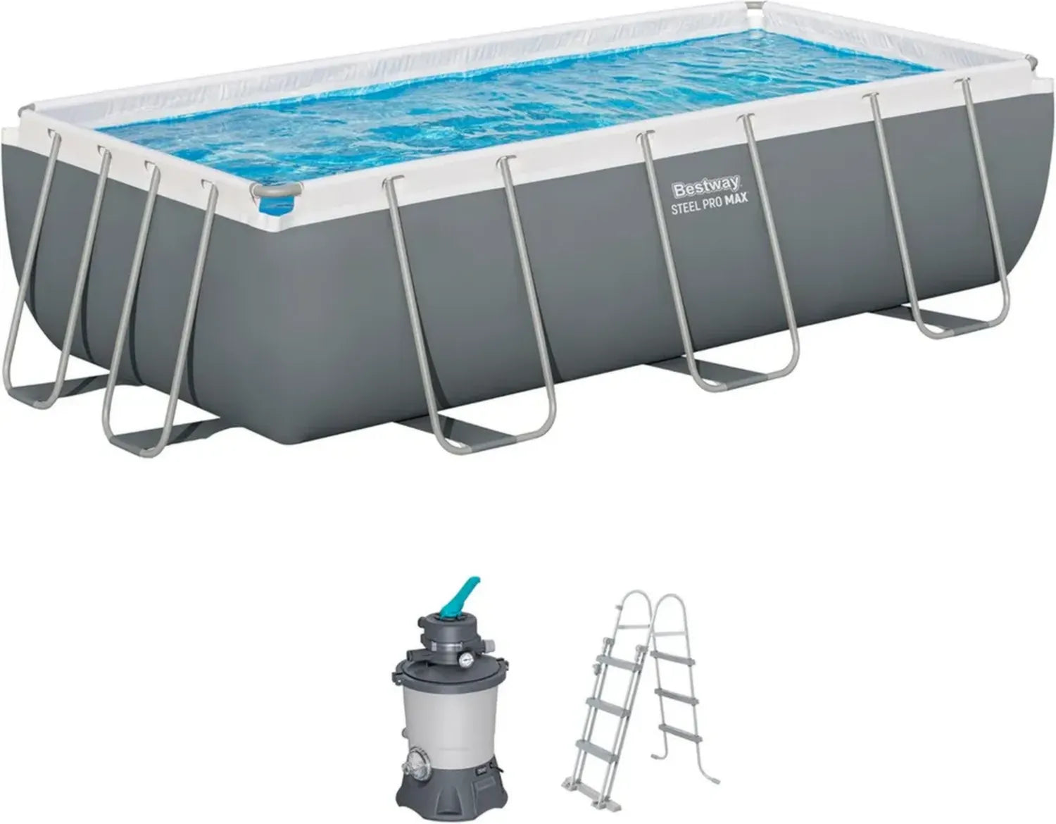 Kit Piscine Hors Sol Bestway Steel Pro Max - 404 x 201 x 100 cm - Couleur Gris