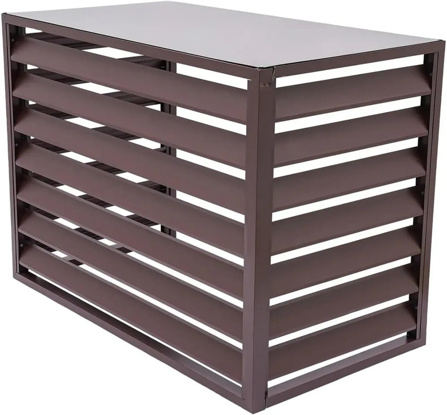 Cache-climatisation en aluminium à lames, protection extérieure pour climatiseur, marron, L110 x l60 x H80 cm