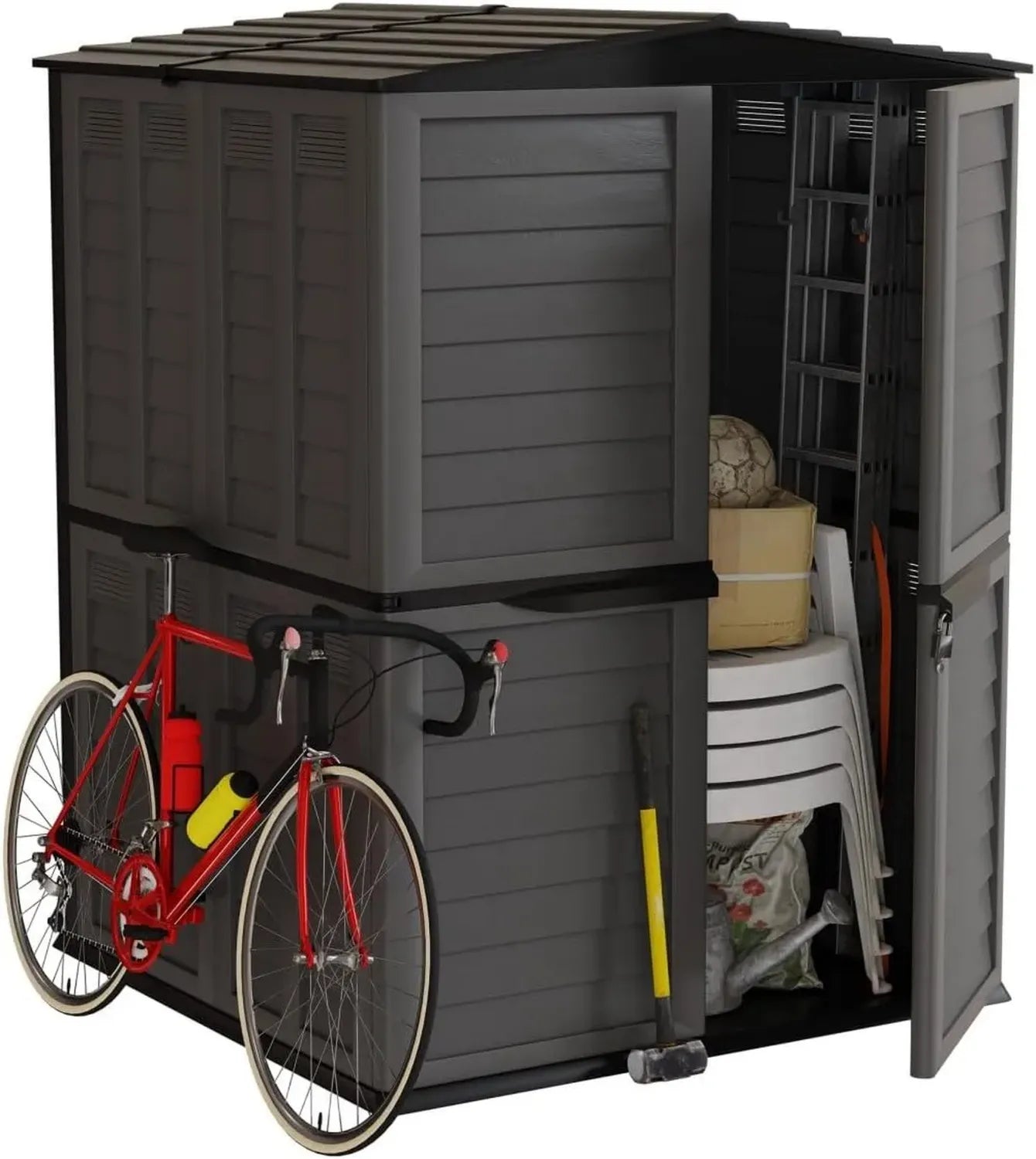 Abri de Jardin Extérieur en Polypropylène Anthracite 151x146x200 cm - Résistant aux UV et Sans Entretien