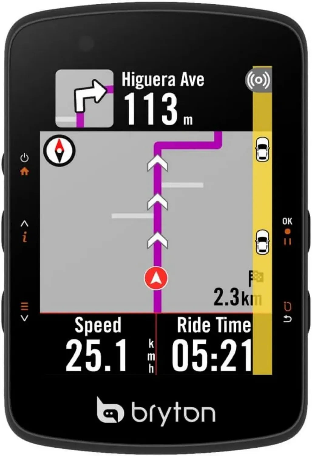 Compteur GPS Vélo Bryton Rider 650/550, Écran Couleur 2,8'', Navigation Virage par Virage, Luminosité Automatique, Bluetooth et Ant+