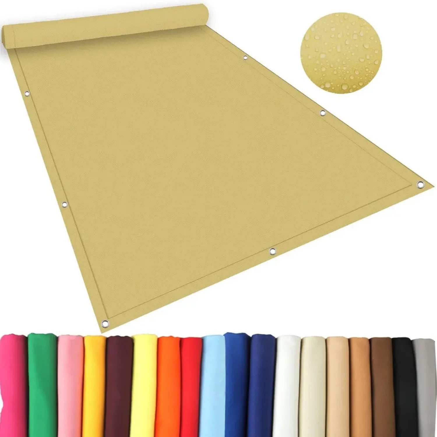 Toile d'Ombrage Rectangulaire 3x4m Imperméable pour Jardin, Balcon ou Terrasse, Protection Solaire Crème