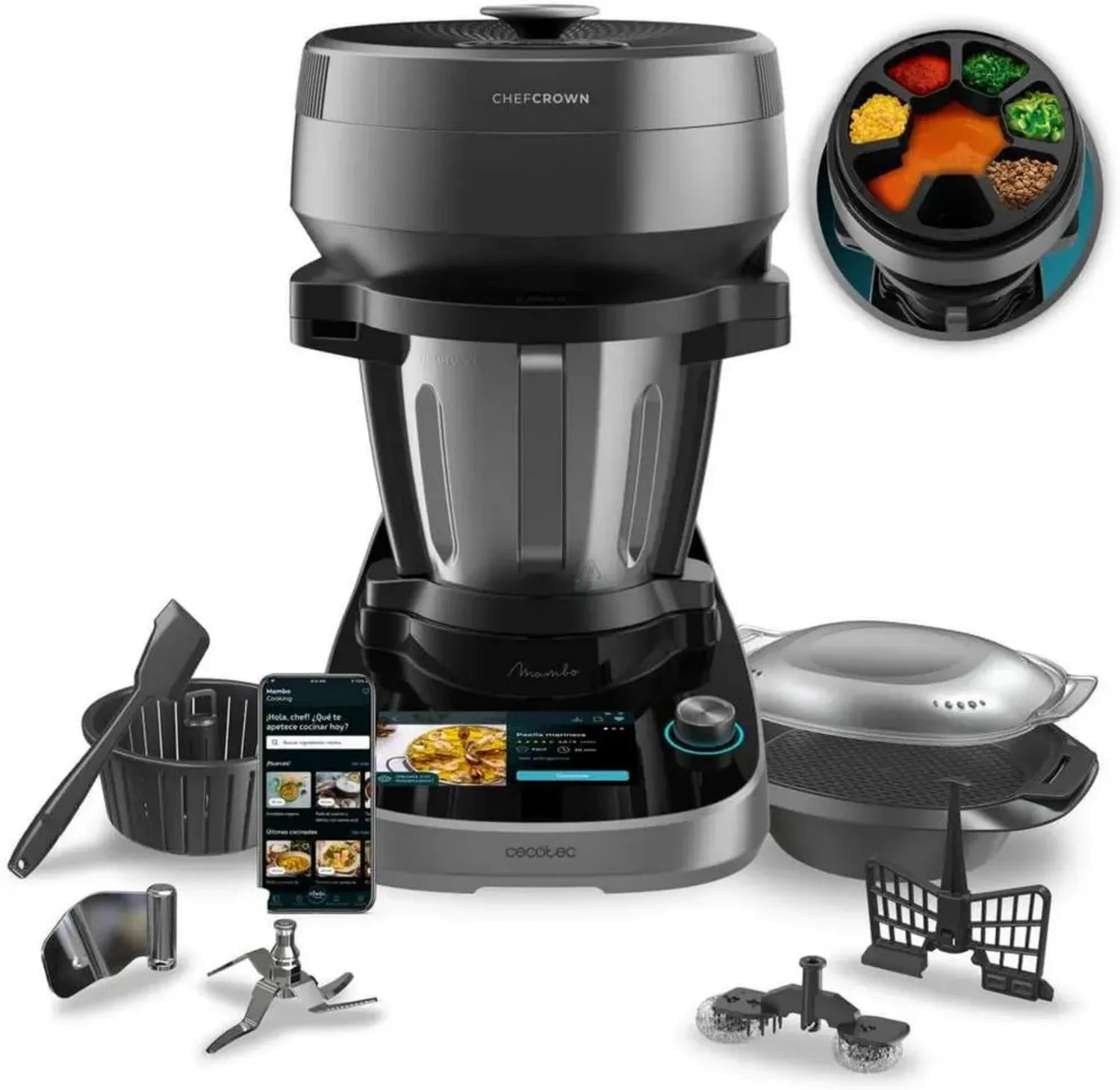 Robot Culinaire Multifonction Cecotec Mambo - 1700W, 45 Fonctions, 5L, Recettes Interactives