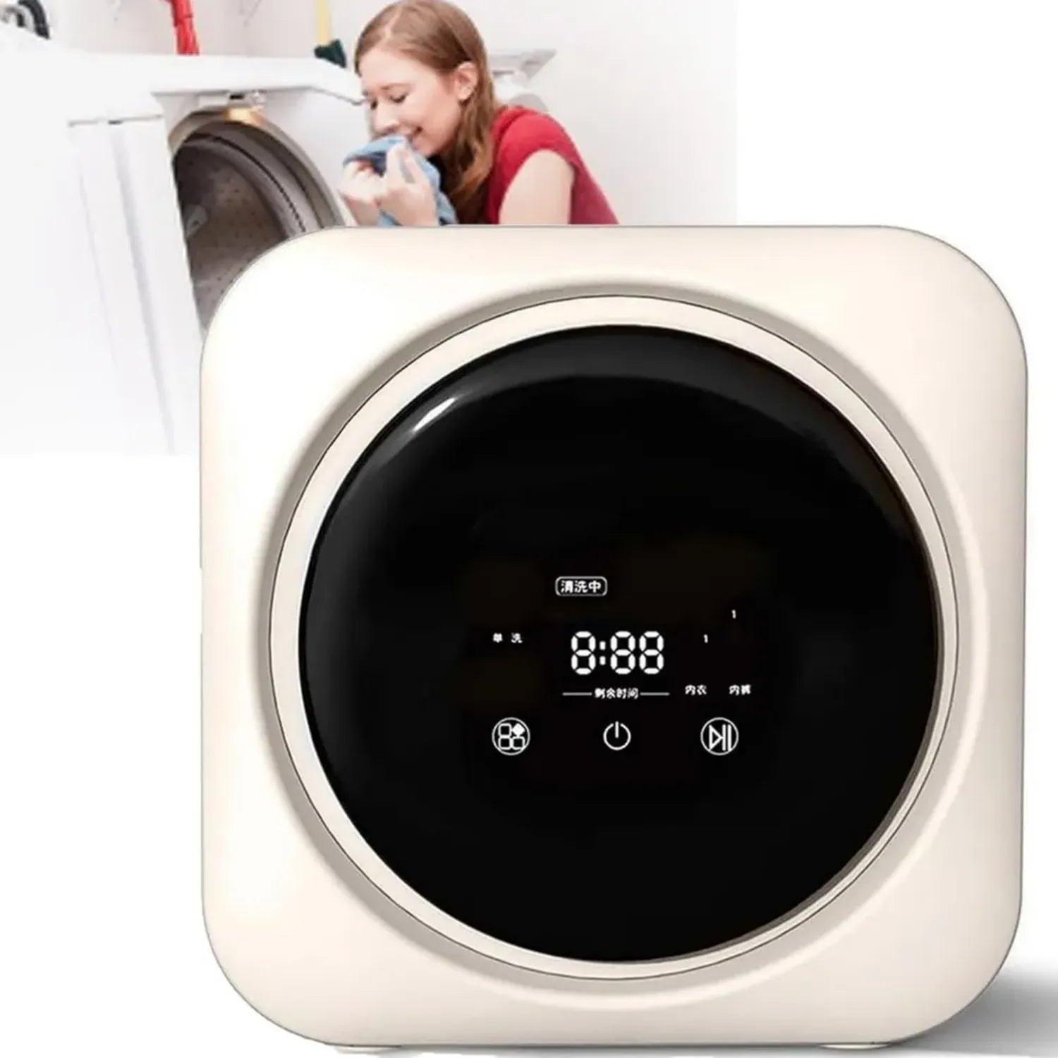 Mini Lave-Linge Automatique Mural, 3 kg, Écran Tactile, 4 Programmes