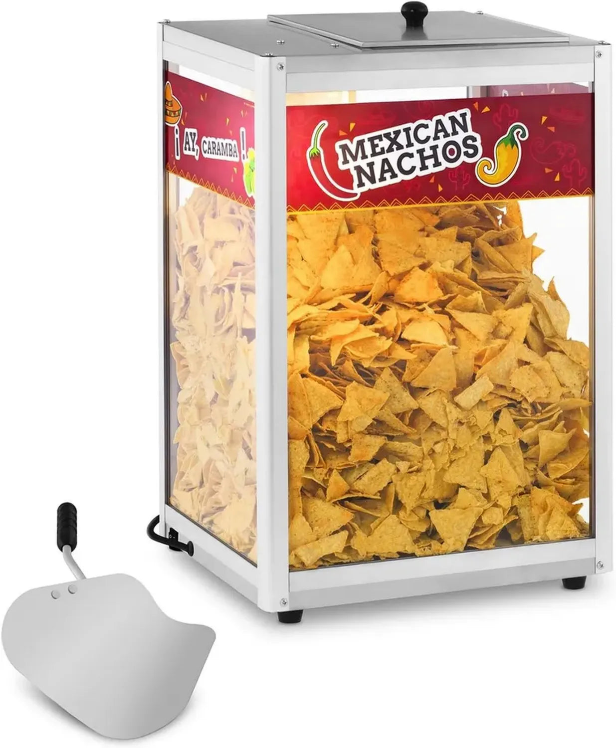 Vitrine Chauffante Nachos - Acier Inox, 160W, 65°C