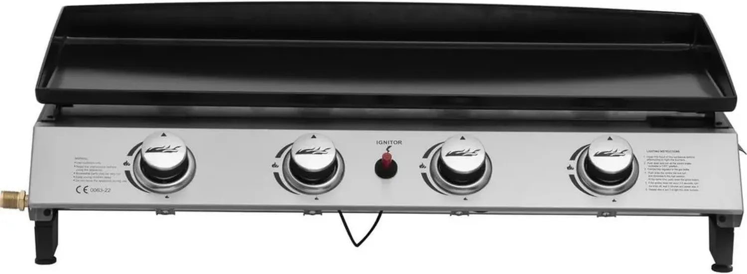 Plancha à gaz 4 brûleurs Jolly en métal gris - Puissance 10 KW