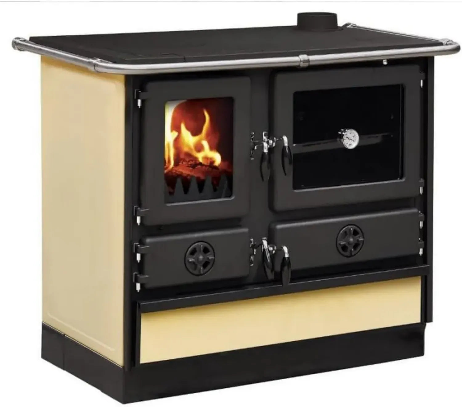 Poêle à Bois Magnum en Fonte avec Sortie Latérale Droite - Beige