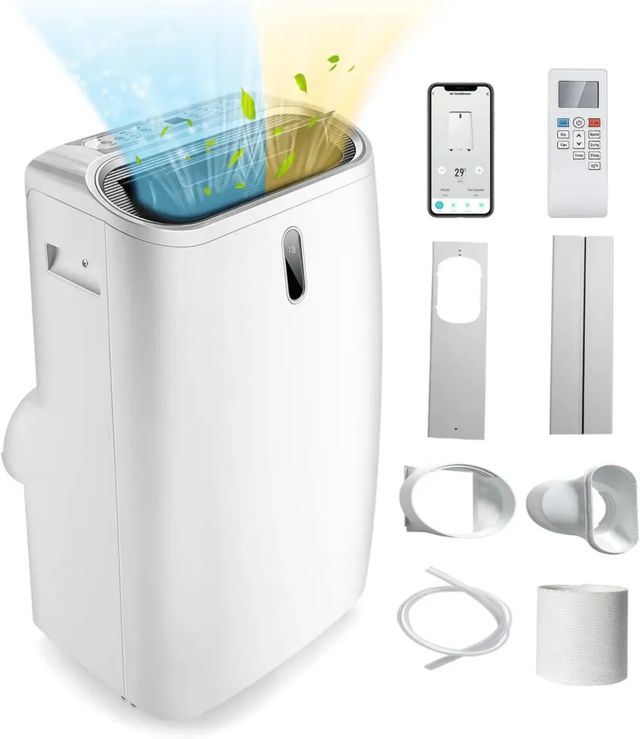 Climatiseur Portable GOPLUS 16000 BTU 5 en 1 avec Télécommande, Refroidissement, Chauffage, Déshumidification, Ventilation, Minuterie 24H, Écran, Pour 45-50㎡, R290