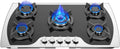 Plaque de cuisson à gaz 5 feux encastrable, verre noir, compatible GPL et gaz naturel, 90 x 51 cm, 10,25 kW