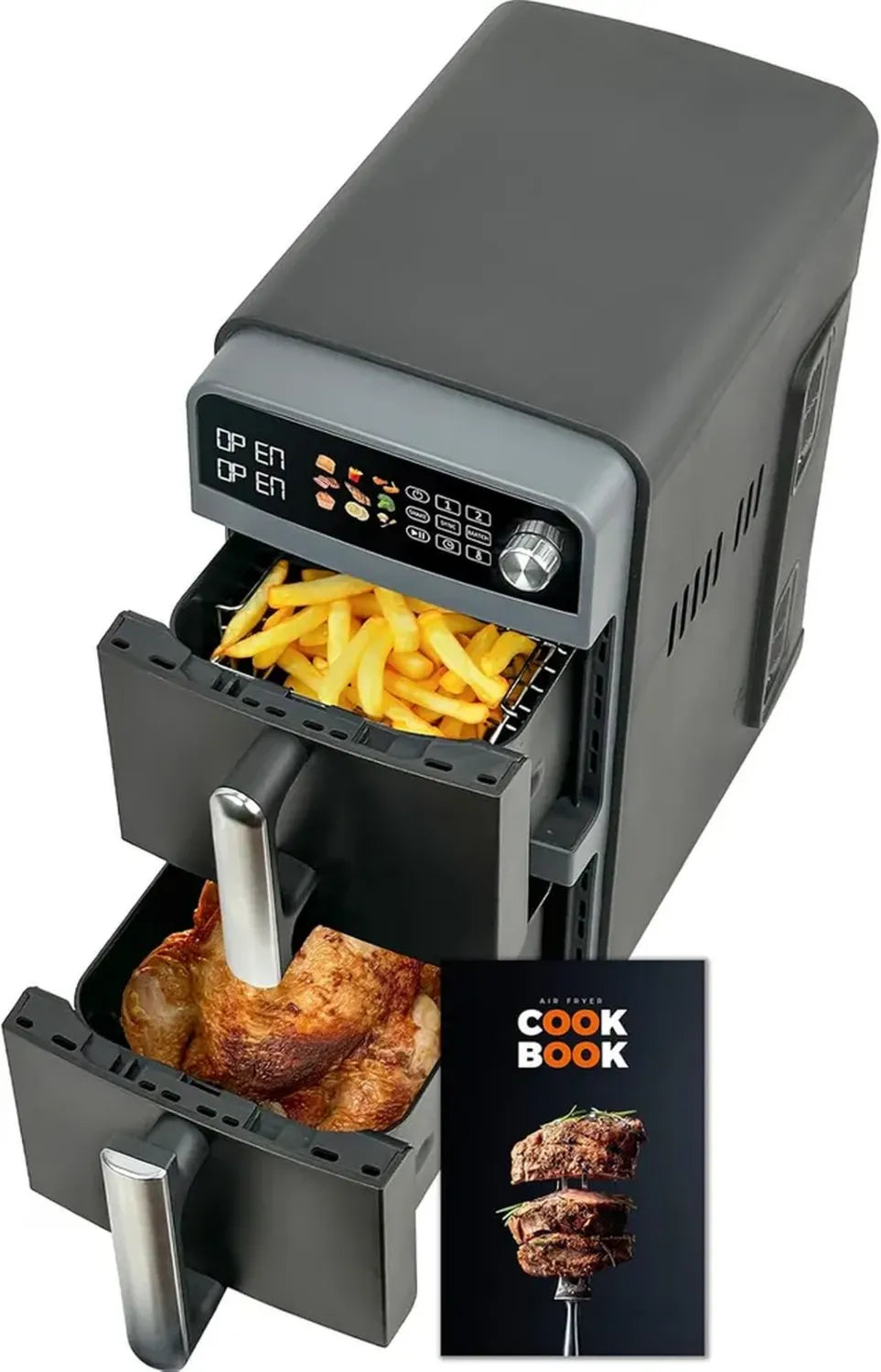 Friteuse à Air 10L Double Compartiment 2400W - Technologie Sync et Alerte Vibrante