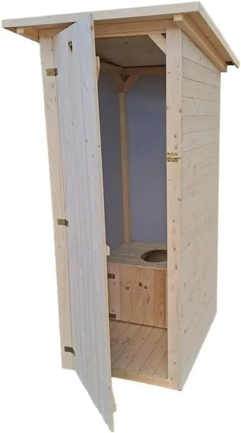 Toilettes sèches extérieures en bois rustique avec accessoires 20L