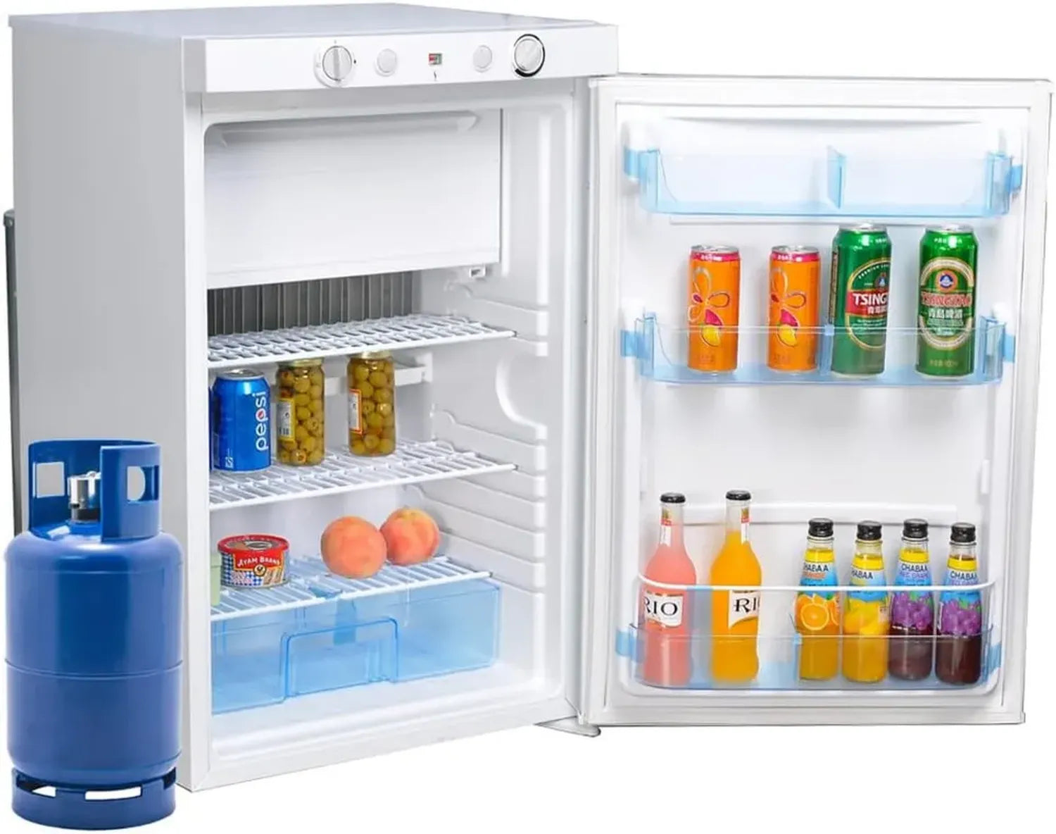 Réfrigérateur à Gaz 100L SMETA 12V/220V avec Congélateur, Porte Réversible, Silencieux pour Camping-Car, Caravane, Maison, Mobile-home