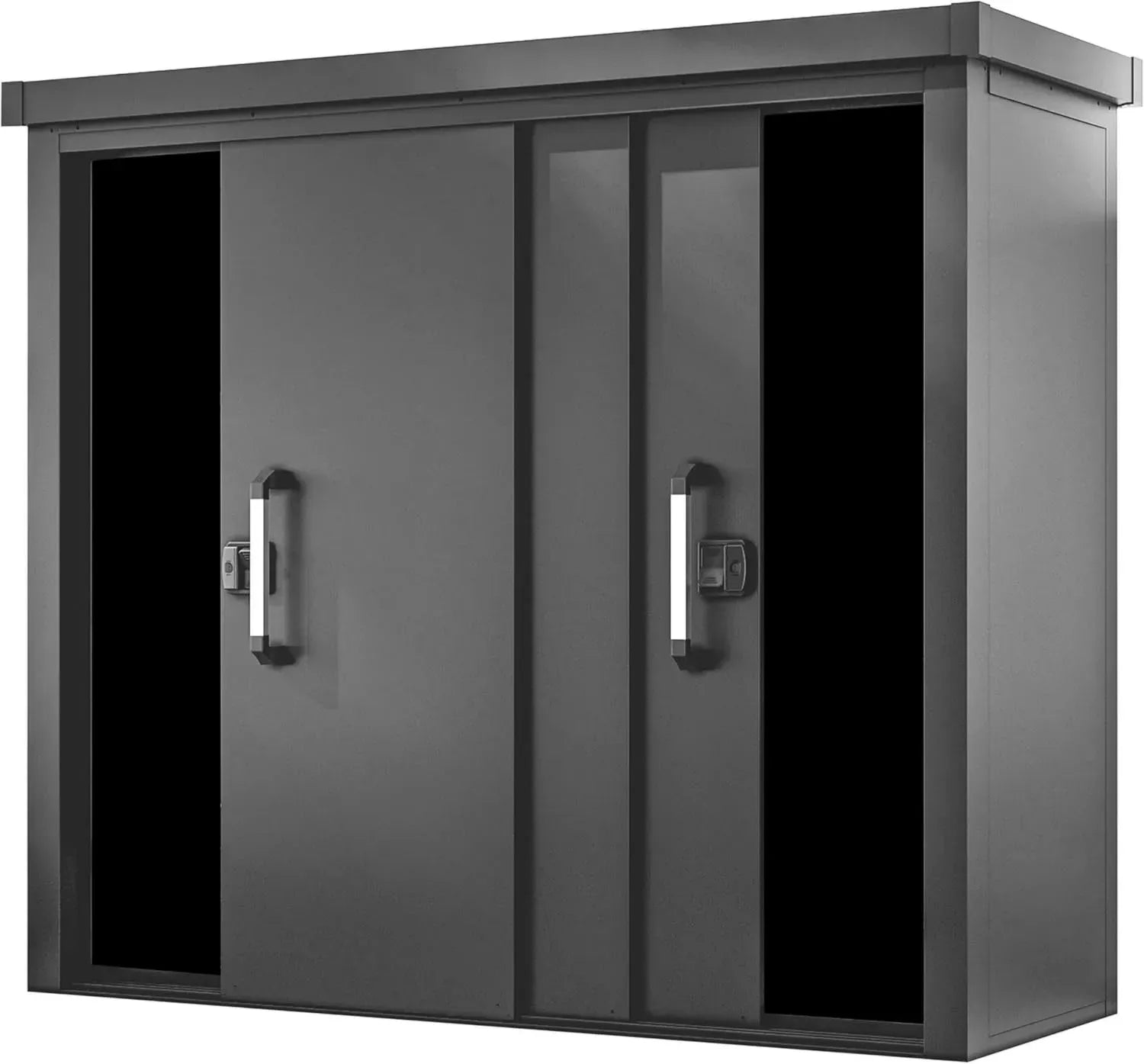 Abri de Jardin Métallique Anthracite avec Plancher, 210x78x191 cm