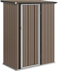 Outsunny Abri de Jardin Métal 1 m² avec Porte Verrouillable - 142 x 86 x 189 cm - Marron
