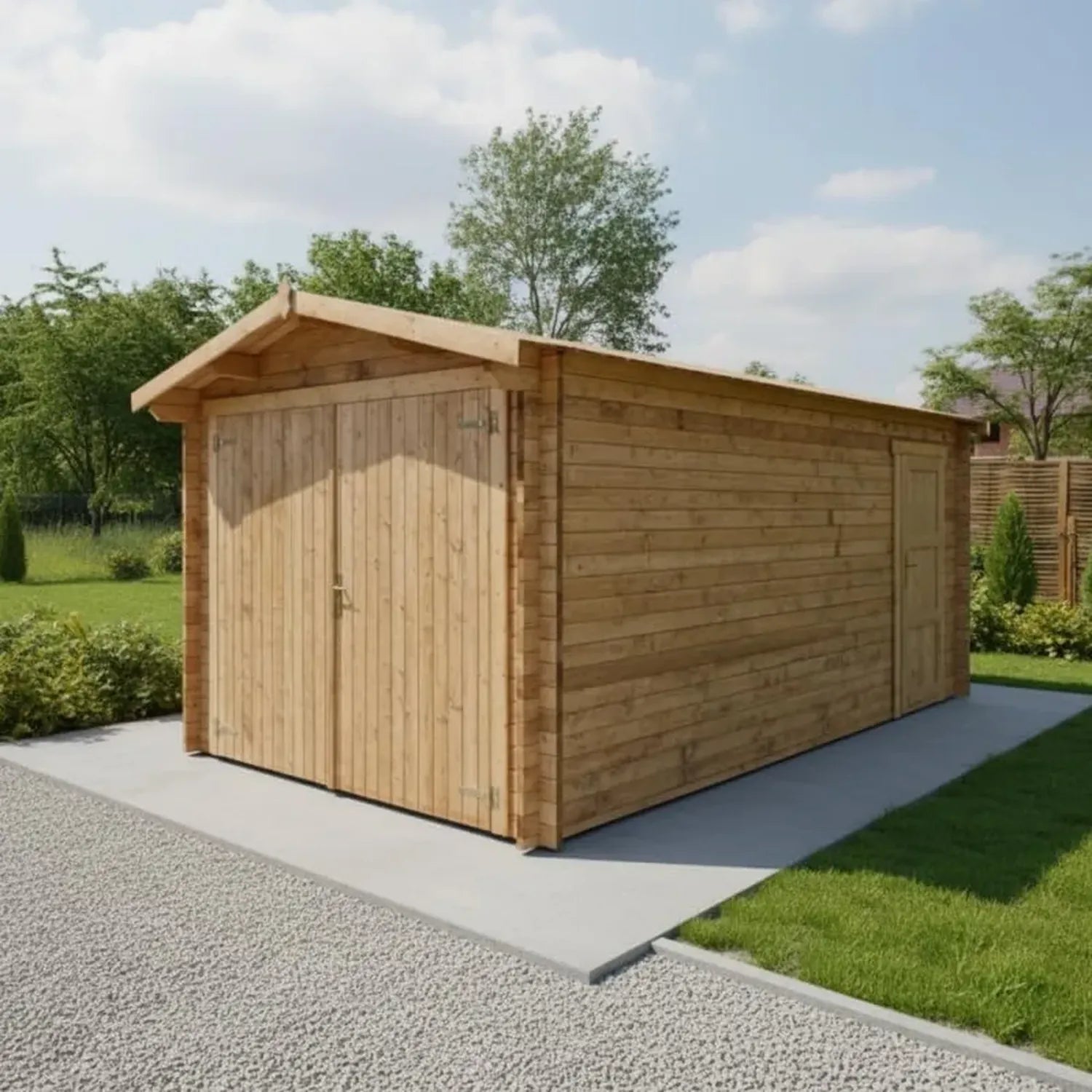 Abri de Jardin en Bois Massif 15m² avec Traitement Anti-Insectes et Fongiques, Toit Voligé 20mm, Porte Double, Couleur Marron