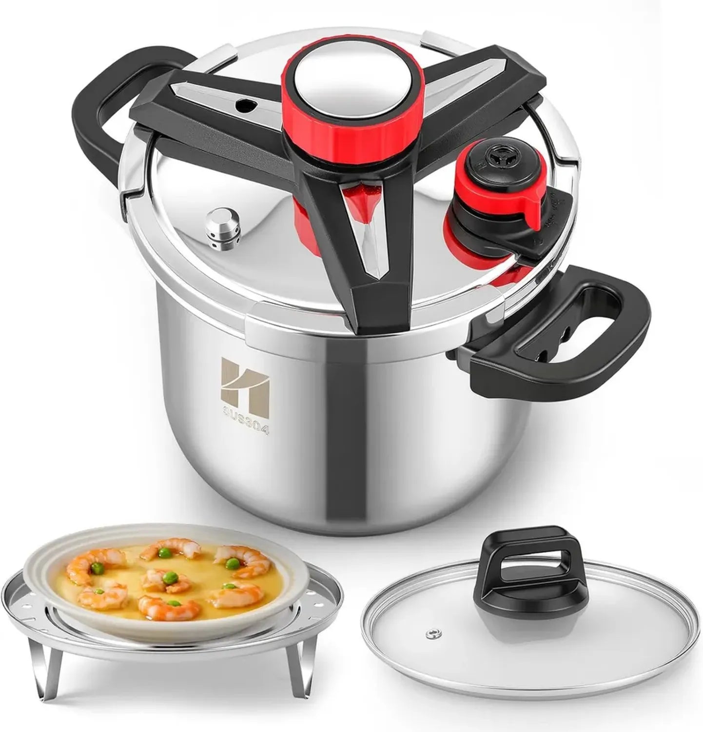 Cuiseur Multifonction Inox 7 L avec Couvercle en Verre et Plaque Vapeur Résistante