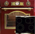 Four Encastré Électrique Kaiser 67L Bordeaux avec Plaque Vitrocéramique 60cm, Style Rétro, 8 Fonctions