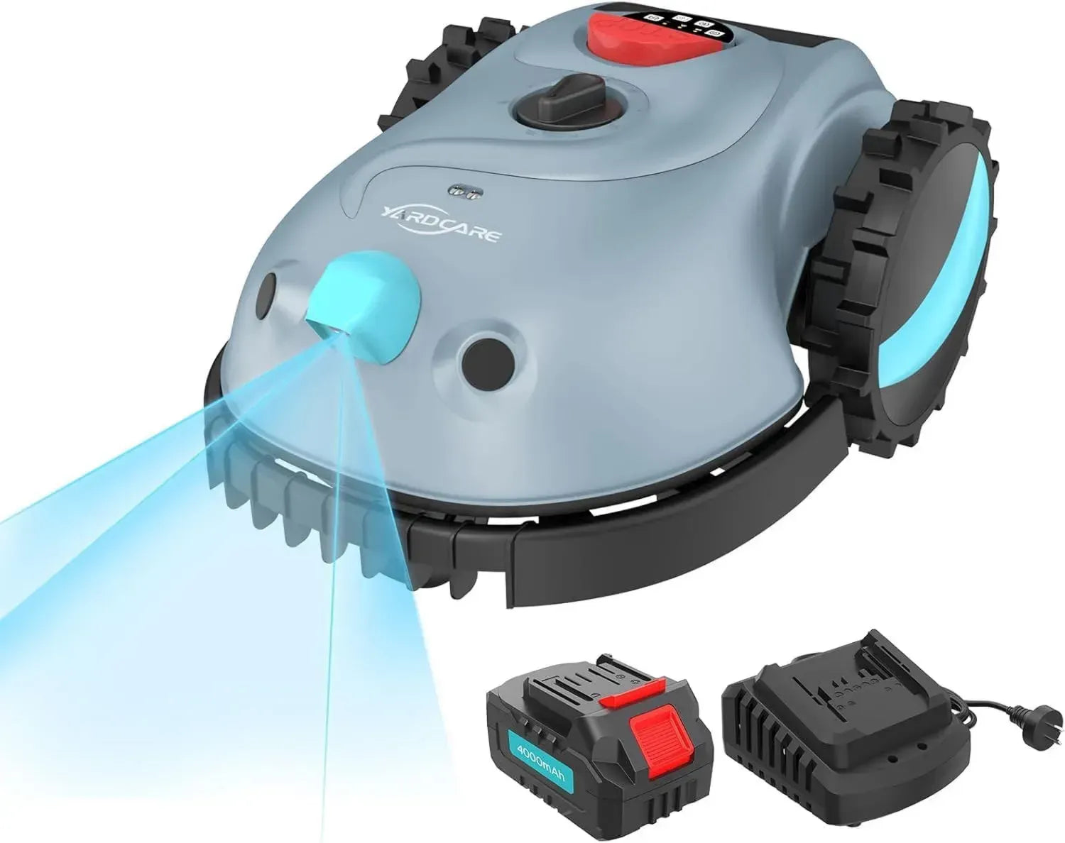 Robot tondeuse V100 sans fil avec navigation visuelle et évitement d'obstacles, batterie 4 Ah, lame de rechange incluse