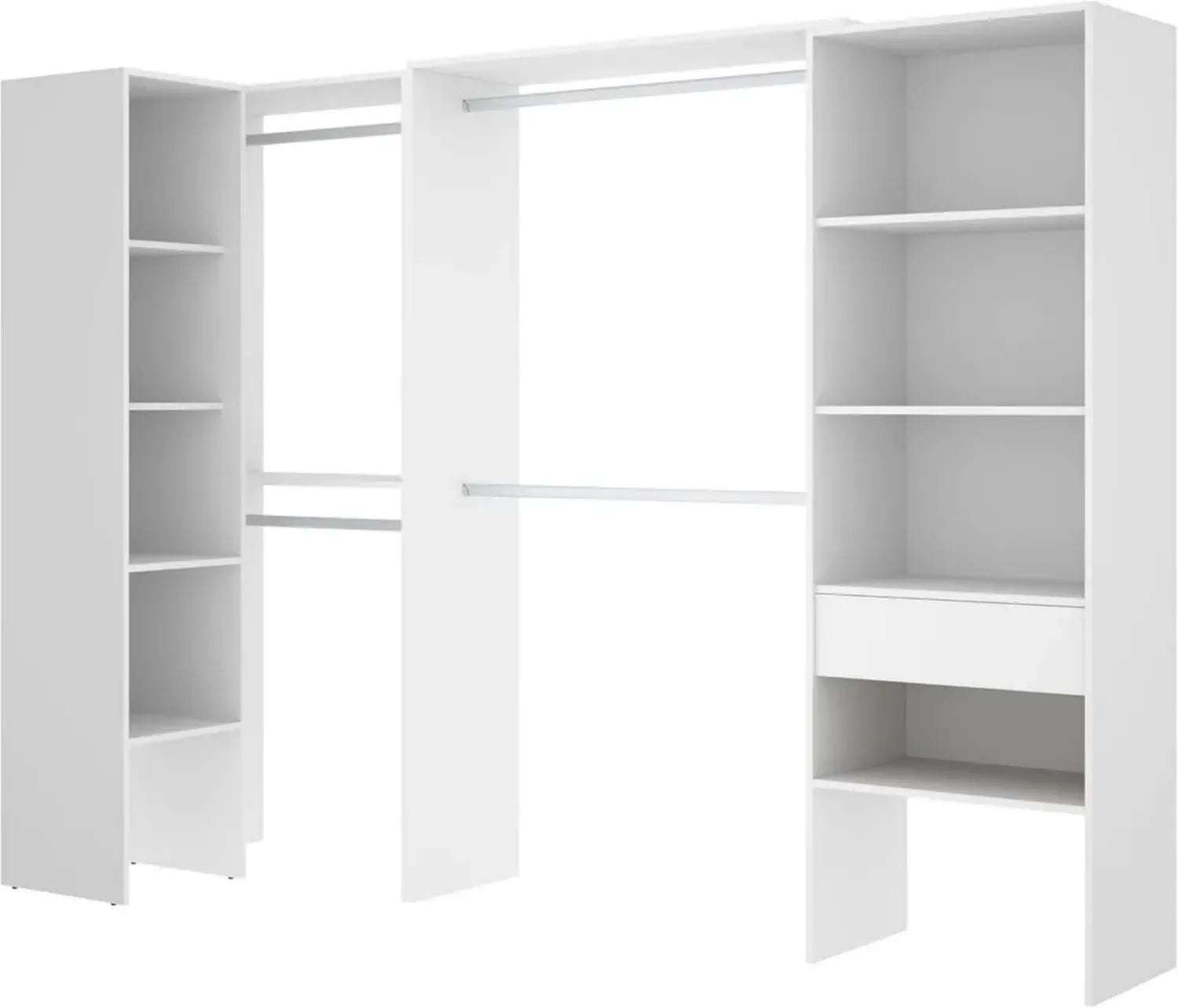 Armoire de Dressing Blanc en Mélamine 187 x 248-198 x 79,4 cm - Rimobel