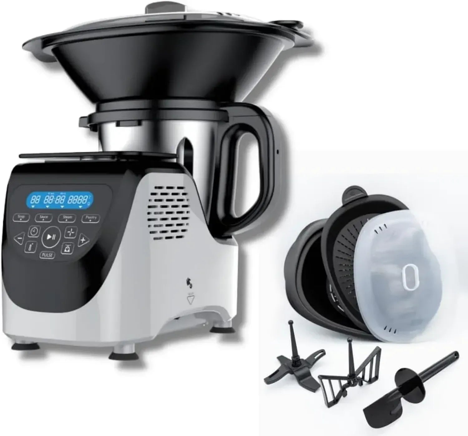 Robot de Cuisine Multifonction 1000W, 3L, Écran Tactile LED, 10 Vitesses