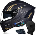 Casque Moto Modulable Bluetooth Homologué ECE avec Double Visière, Casque Intégral Anti-Collision pour Scooter, Homme Femme, M~XXL