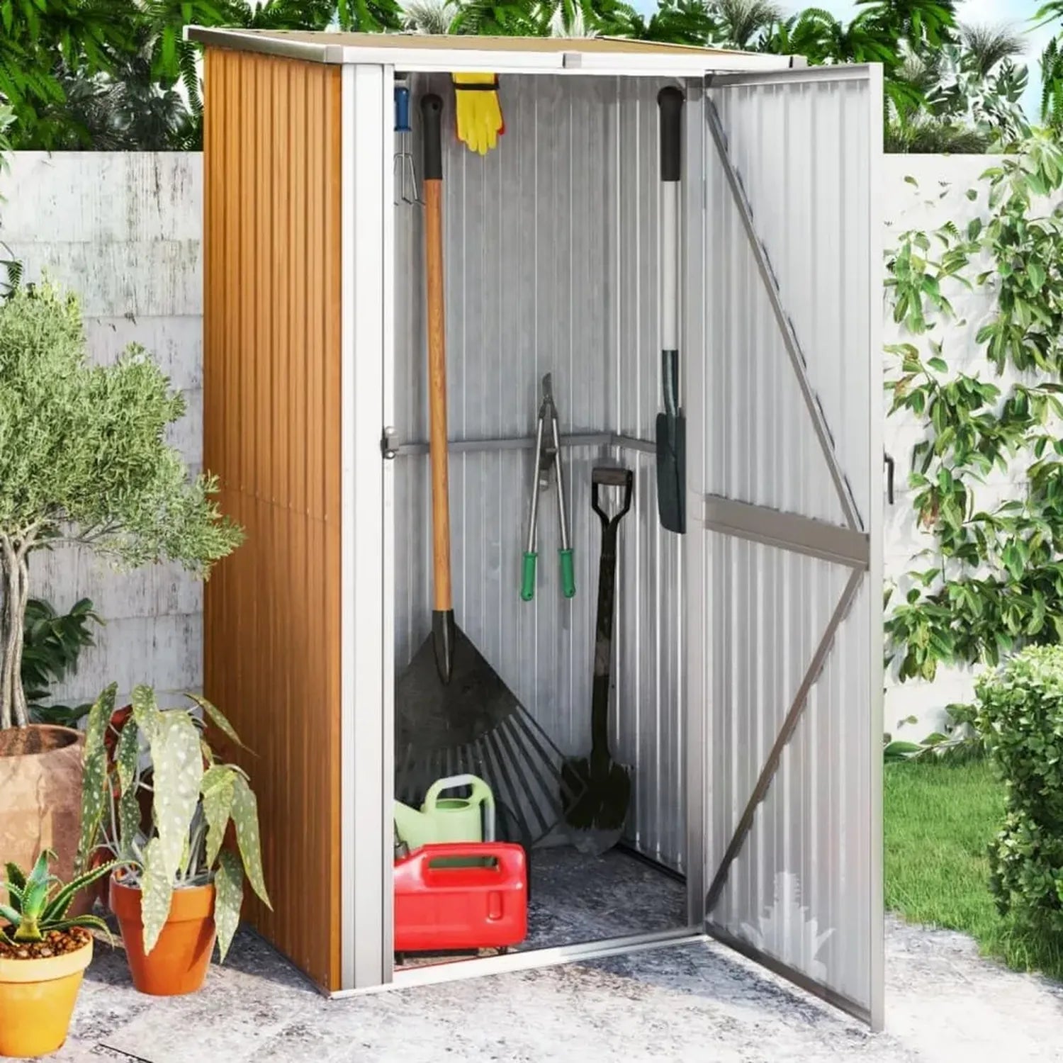 Abri de Jardin en Acier Galvanisé Brun 118.5x97x209.5 cm