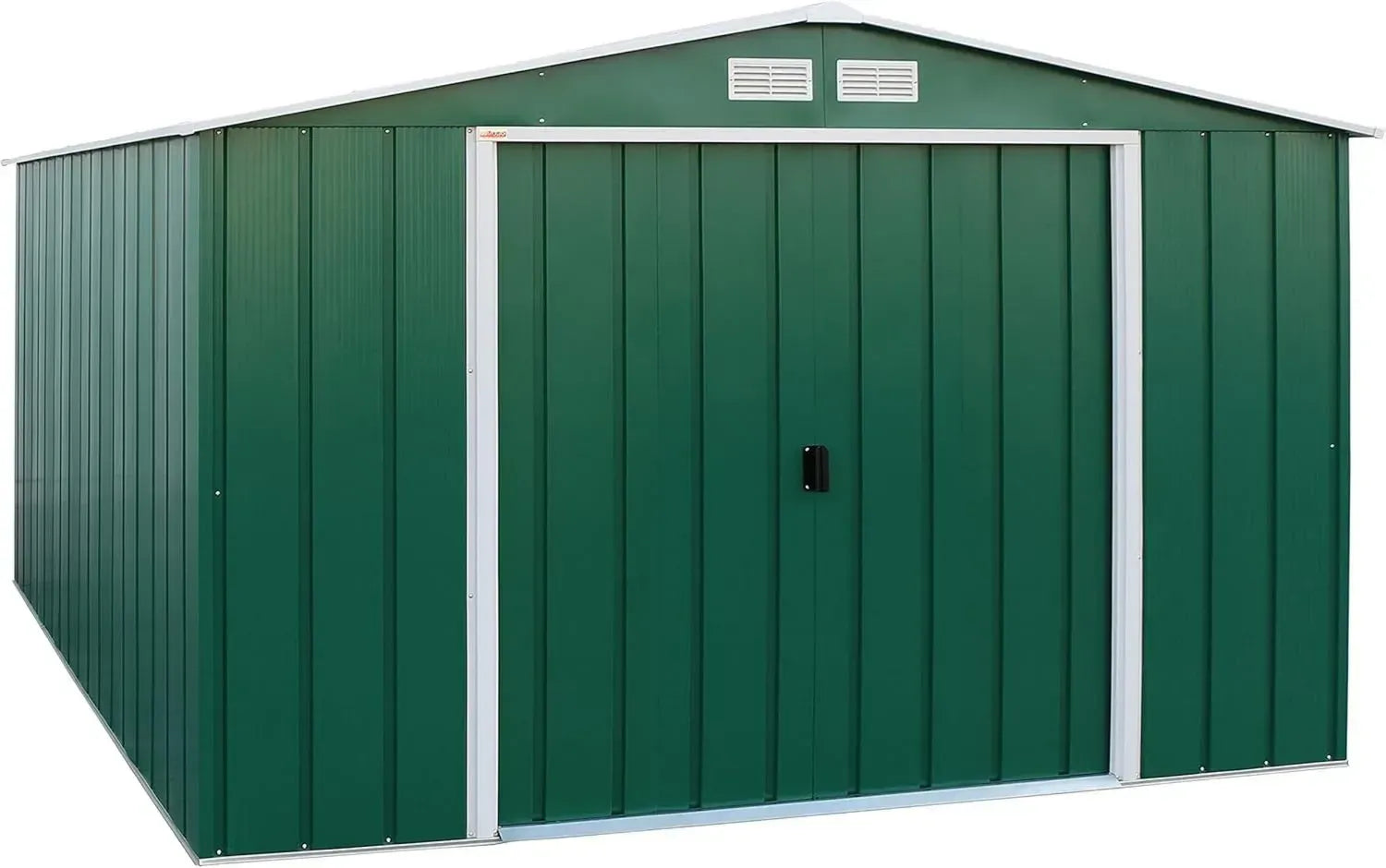 Abri de Jardin en Métal Galvanisé Duramax ECO 10 x 12 cm, Toit Renforcé, Vert Solide