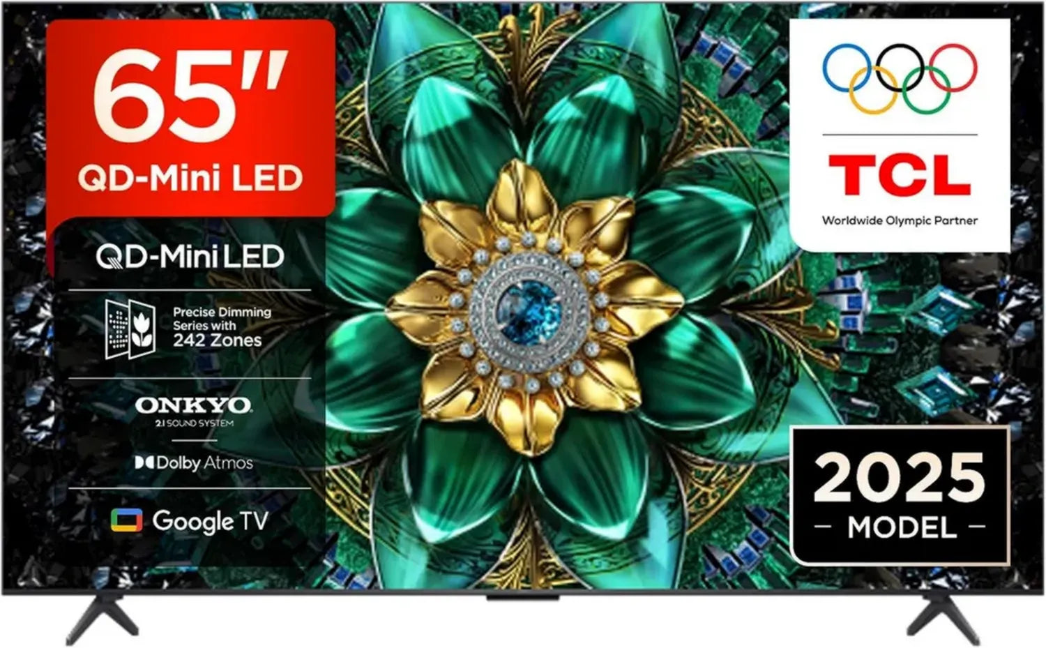 TCL 65Q6C Téléviseur 4K QD-Mini LED, 1000 nits HDR, Smart TV avec Google