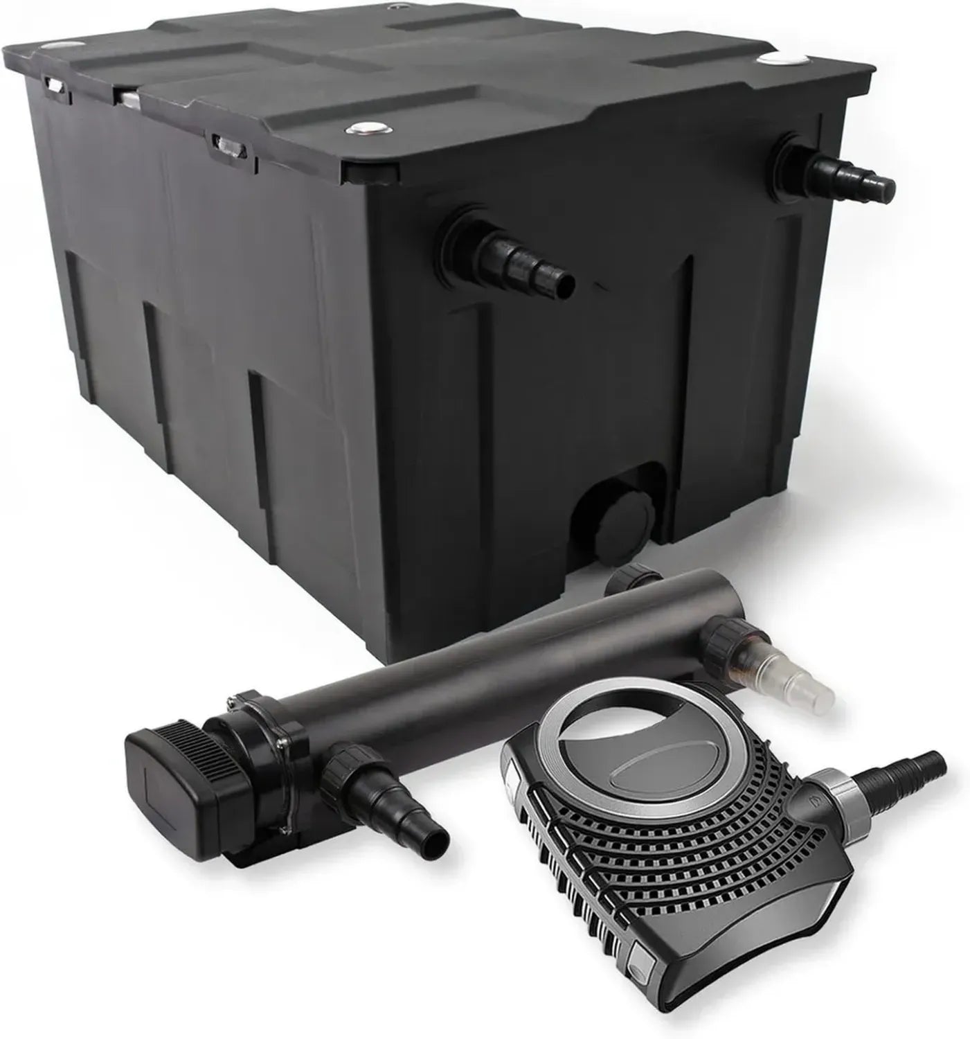 SunSun Ensemble Complet : Filtre Biologique CBF-550 pour Bassin jusqu'à 60,000L, Pompe de Filtration SuperECO CTF-8000 8000L/h 70W, Clarificateur UV-C CUV-336 36W