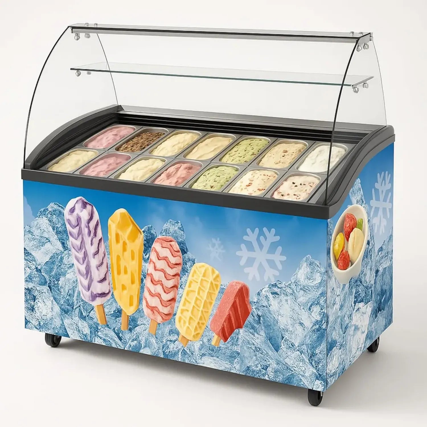 Congélateur à Crème Glacée 445L – Design Moderne avec LED – Parfait pour Ventes Itinérantes
