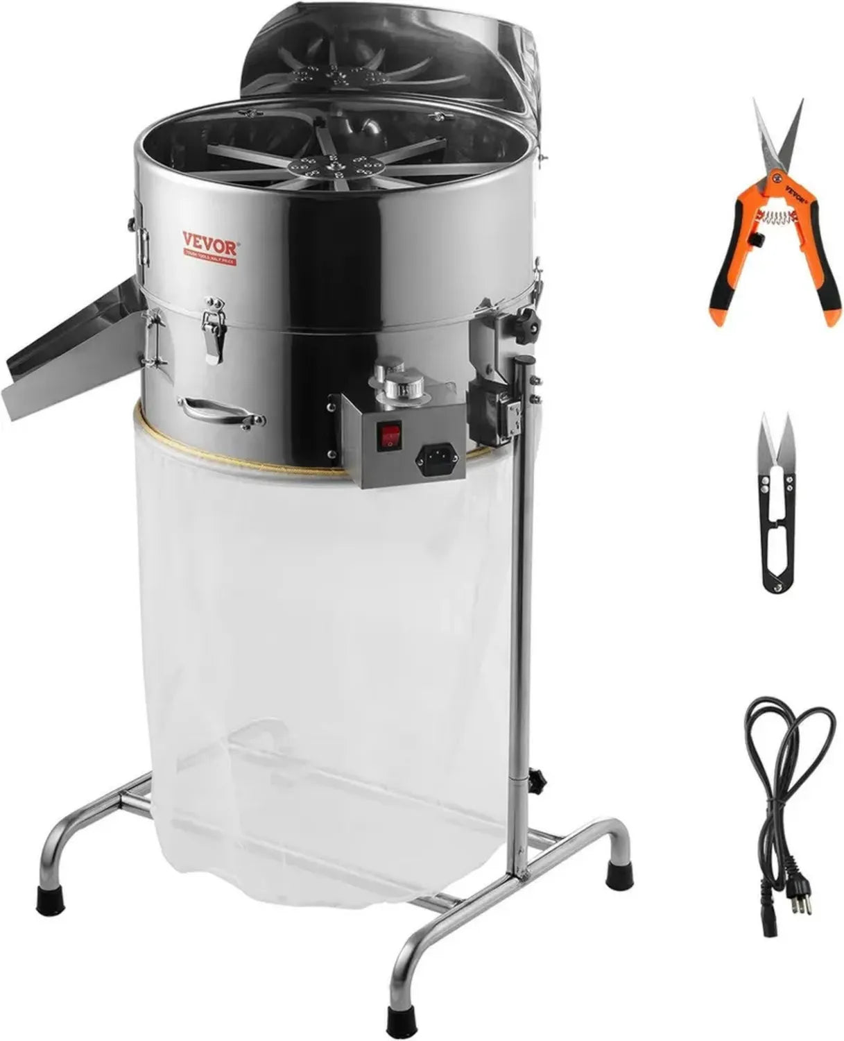 VEVOR Tondeuse Électrique 45,7 cm, 60 W, Lames Acier Inox, Sac Maille & Sécateur