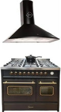Cuisinière mixte 90 cm, 89L, 8 fonctions, gaz naturel et propane, inox, WOK, hotte 1000 m³/h