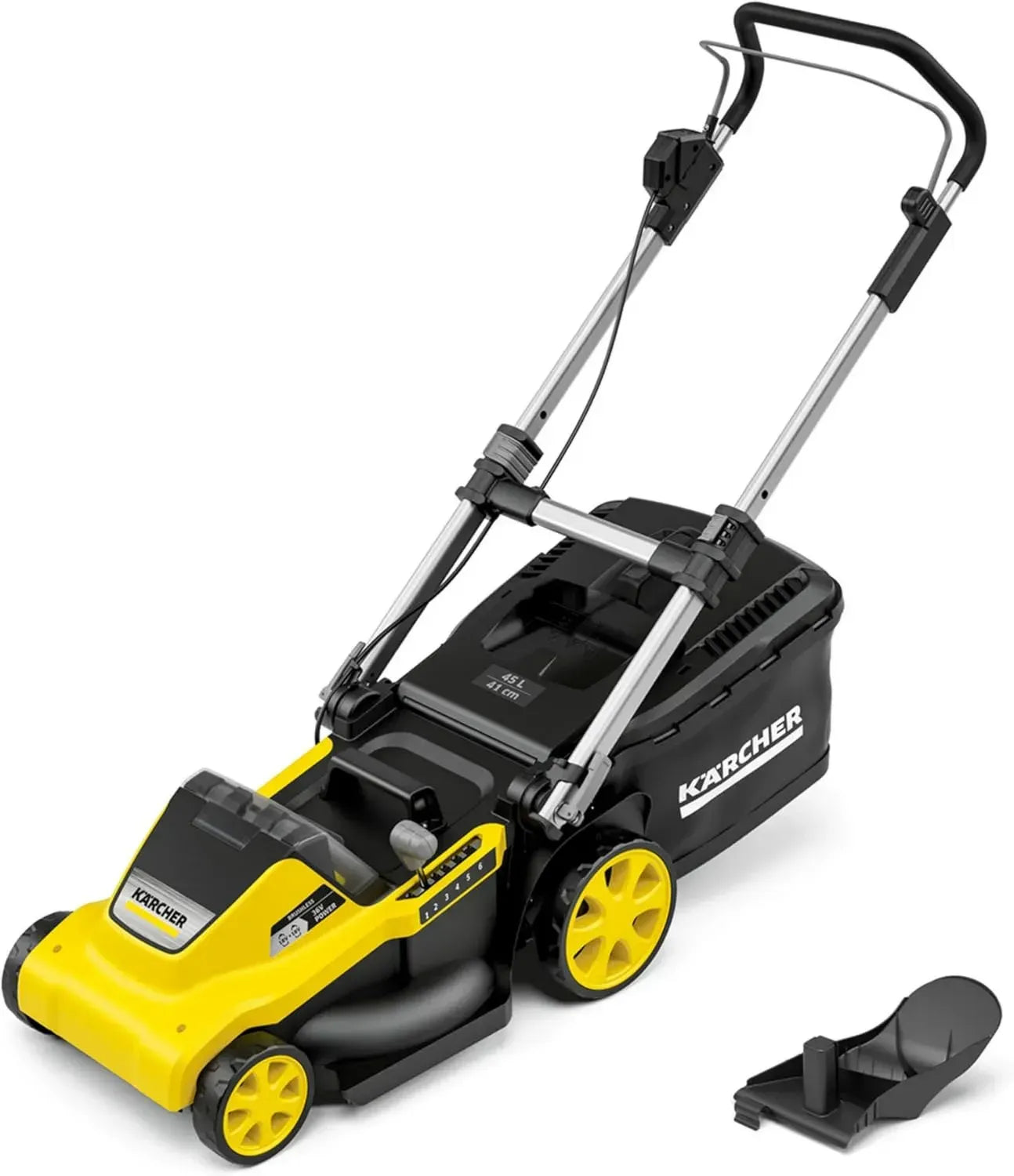Tondeuse à Gazon Sans Fil Kärcher LMO 5-18 Dual, Pour Pelouses Jusqu'à 550 m², Coupe 41 cm, 36 V, Récupérateur 45 L, Fonctionne avec Batteries 18 V Non Incluses