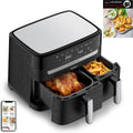 Friteuse à air Moulinex Dual avec Deux Compartiments, Capacité XXL 8,3L, Pour 8 Personnes, 7 Programmes Automatiques, Écran Tactile, Inox YY5545FB
