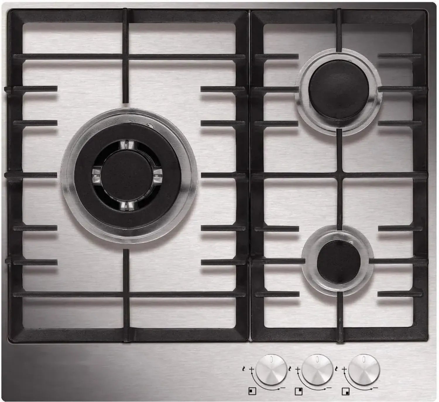 Plaque de Cuisson à Gaz Inox 60cm avec 3 Brûleurs - Modèle AT635HIX