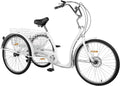 Vélo tricycle adulte 26' blanc, 6 vitesses avec panier, idéal pour hommes, femmes et seniors