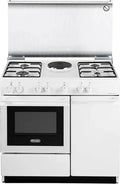 Cuisinière Mixte Gaz-Électrique 4 Feux Blanc 86x50 cm