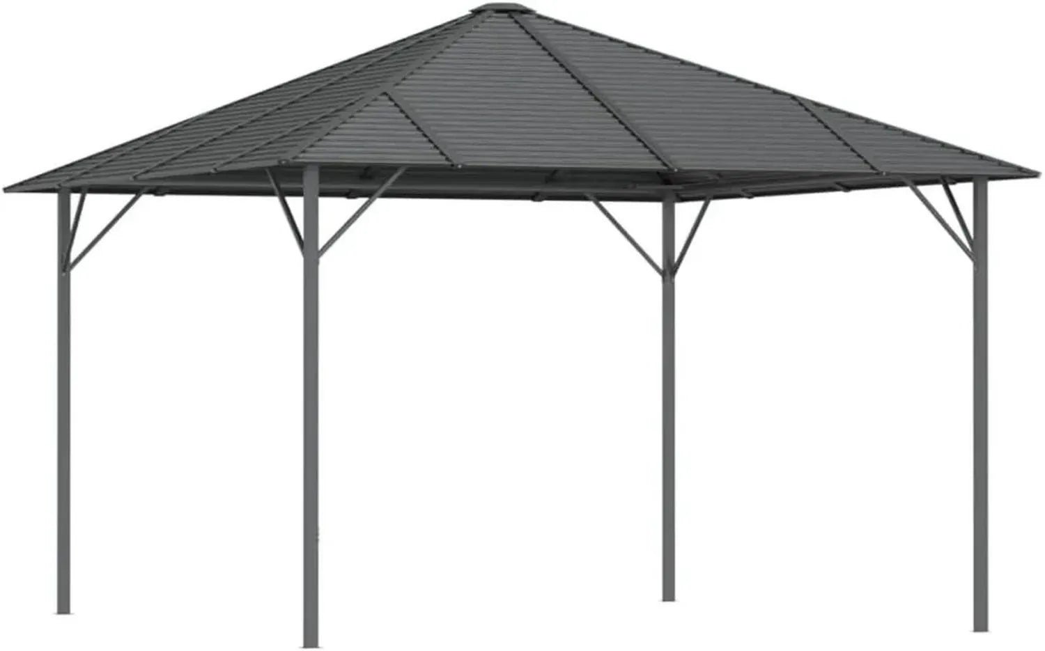 Pavillon de Jardin 3x3m Imperméable en Acier Galvanisé et Polyester Anthracite