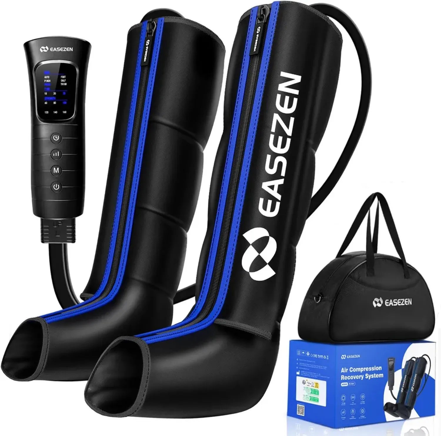 Appareil de Compression d'Air pour Massage des Jambes, 6 Modes et Niveaux Réglables, Amélioration de la Circulation et Soulagement de la Douleur