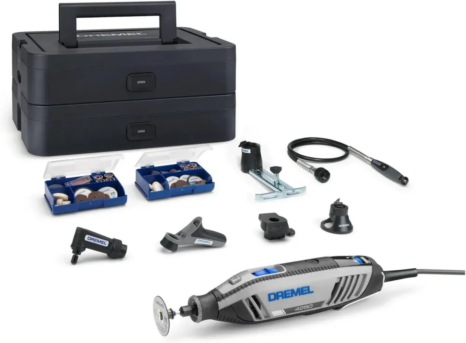 Dremel 4250 175W : Outil Multifonction avec 128 Accessoires et Coffret Platine, Vitesse Ajustable 5.000-35.000 tr/min