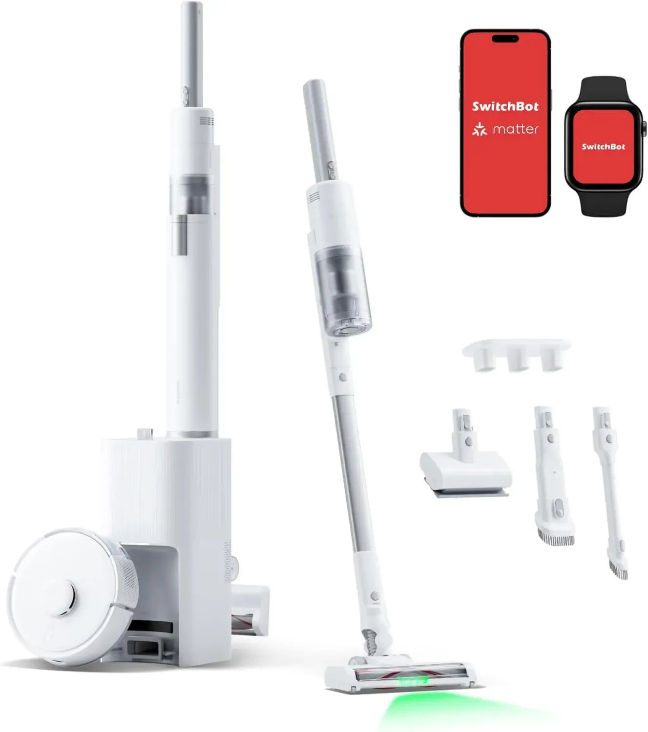 Robot Aspirateur SwitchBot K10+ Pro avec Station Automatique Double pour 70 Jours, Aspiration Puissante et LED pour Poils d'Animaux