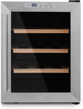 Cave à Vin Encastrable 12 Bouteilles Inox 31L, Température Réglable 11-18°C, Système Thermoélectrique, Éclairage LED UV